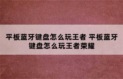 平板蓝牙键盘怎么玩王者 平板蓝牙键盘怎么玩王者荣耀